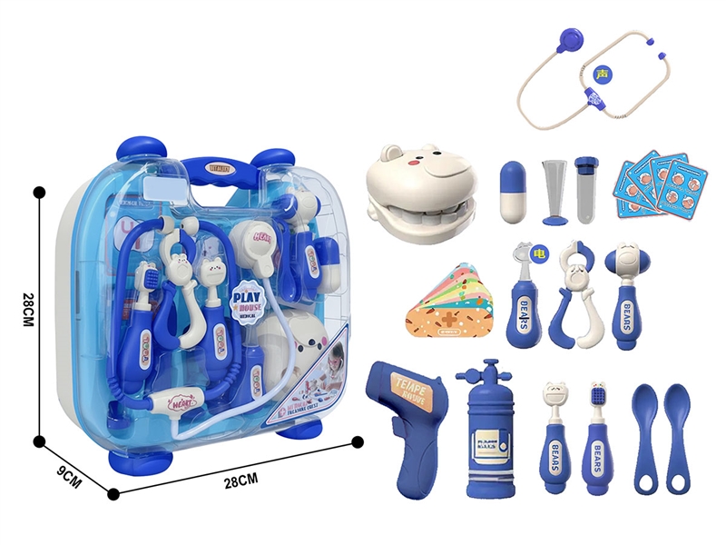 卡通益智蓝色医疗手医具牙具提箱过家家玩具 - HP1246674