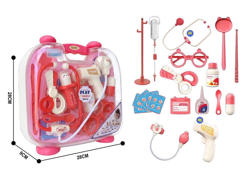 卡通益智红色医疗医具手提箱过家家玩具 - HP1246675