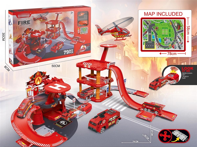 PARKING LOT W/1PCS DIE-CAST CAR & PLANE & MAP - HP1248559