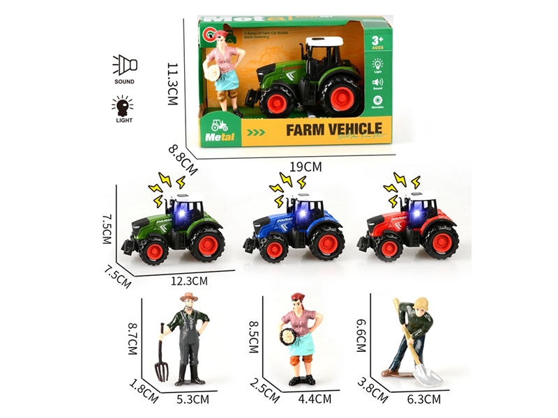 PULL BACK DIE-CAST FARM TRUCK W/LIGHT & SOUND - HP1249011