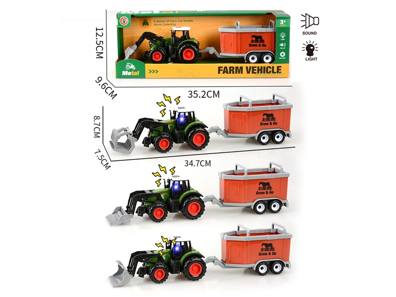 PULL BACK DIE-CAST FARM TRUCK W/LIGHT & SOUND - HP1249015