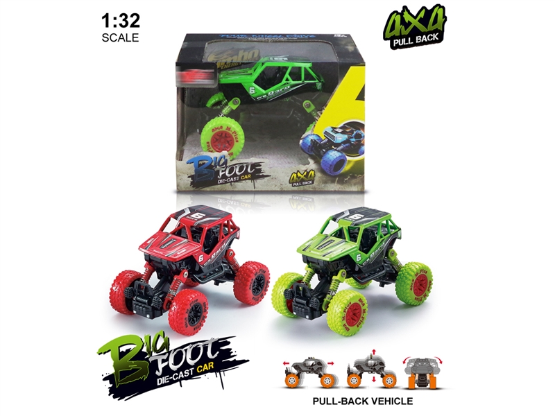 1:32合金前后回力带弹簧避震攀爬车1款2色混装 - HP1250242