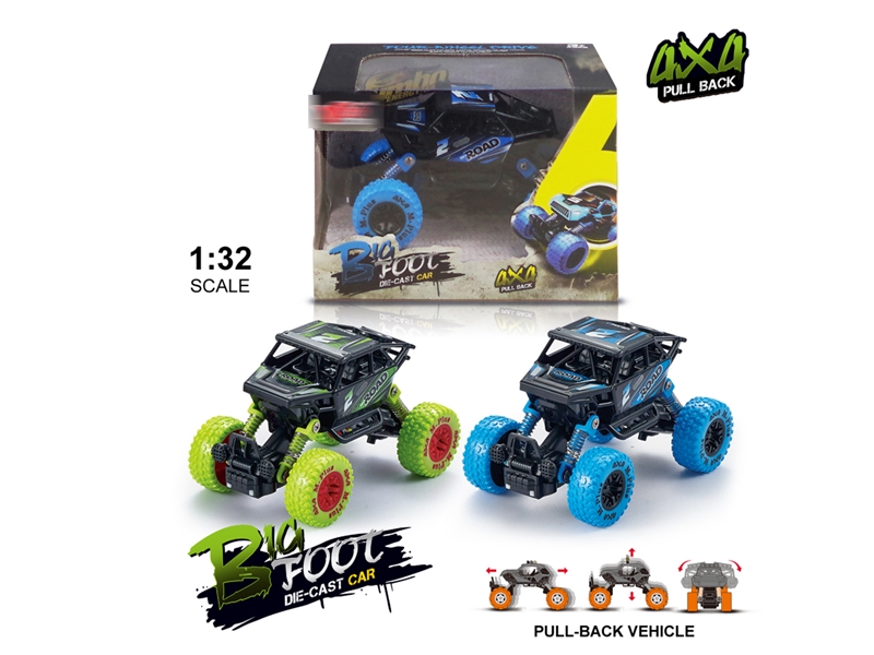 1:32合金前后回力带弹簧避震攀爬车1款2色混装 - HP1250243
