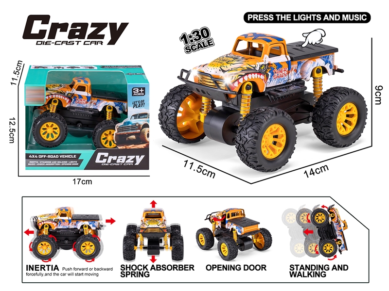 1:30 DOUBLE FRICTION DIE-CAST CAR W/LIGHT & MUSIC & CAN OPEN THE DOOR - HP1250635