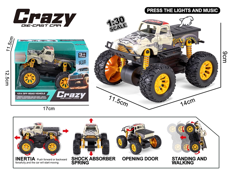 1:30 DOUBLE FRICTION DIE-CAST CAR W/LIGHT & MUSIC & CAN OPEN THE DOOR - HP1250637