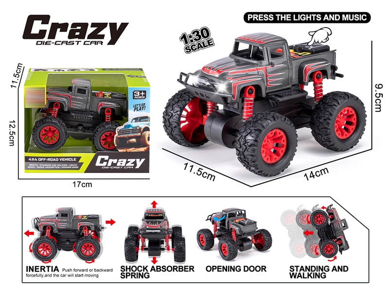 1:30 DOUBLE FRICTION DIE-CAST CAR W/LIGHT & MUSIC & CAN OPEN THE DOOR - HP1250639