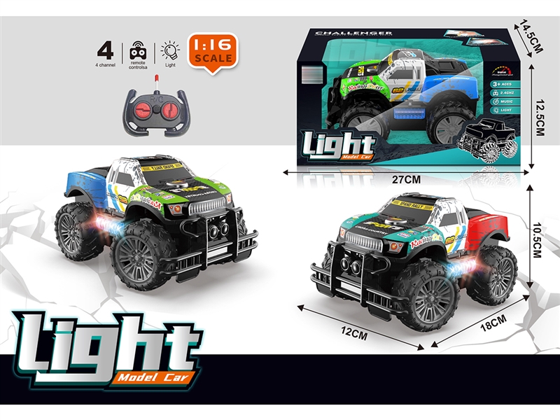 1:16 4-CHANNEL R/C CAR W/LIGHT,2COLOURS - HP1250721