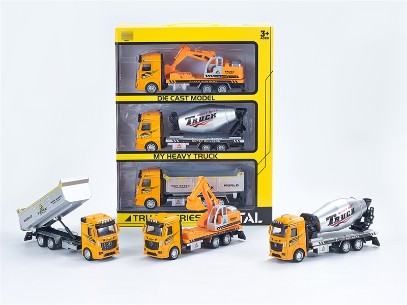 1:32 PULL BACK DIE-CAST CONSTRUCTION CAR 3PCS - HP1251356