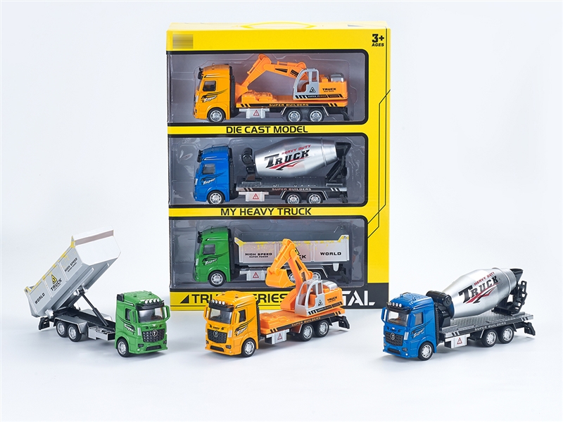 1:32 PULL BACK DIE-CAST CONSTRUCTION CAR 3PCS - HP1251357