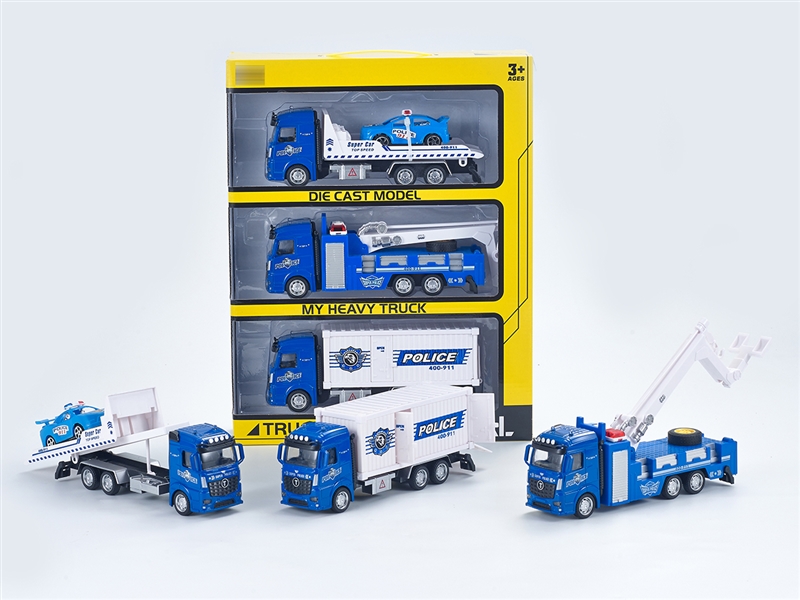 1:32 PULL BACK DIE-CAST POLICE CAR 3PCS - HP1251361