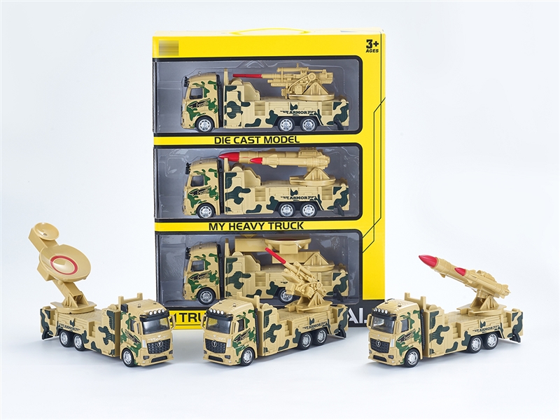 1:32 PULL BACK DIE CAST MILITARY CAR 3PCS - HP1251363