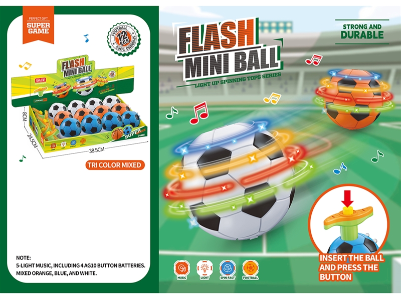 FOOTBALL TOP W/LIGHT & MUSIC,12PCS/DISPLAY BOX - HP1251727