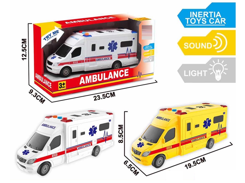 FRICTION AMBULANCE CAR W/LIGHT & SOUND,2COLOURS - HP1251755