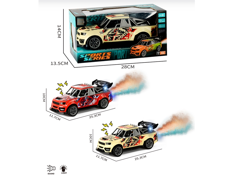 FRICTION CAR W/LIGHT & SOUND & SPRAY , 2COLORS - HP1252064