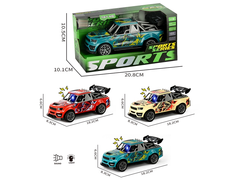 FRICTION CAR W/LIGHT & SOUND , 3COLORS - HP1252096