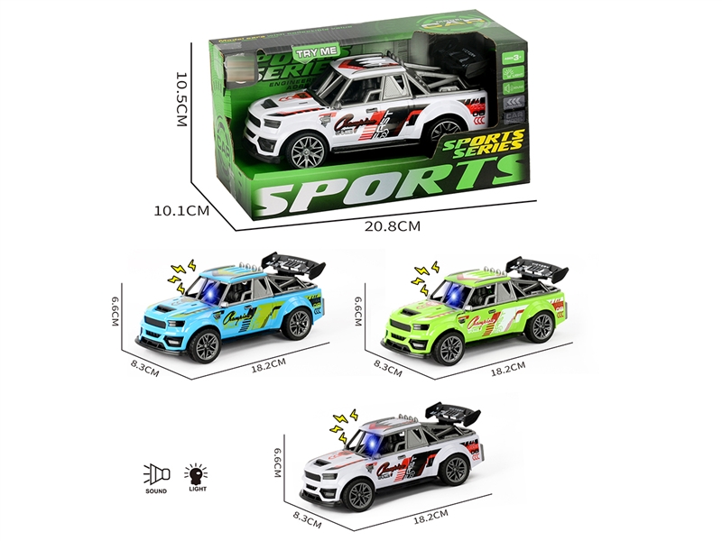 FRICTION CAR W/LIGHT & SOUND , 3COLORS - HP1252097