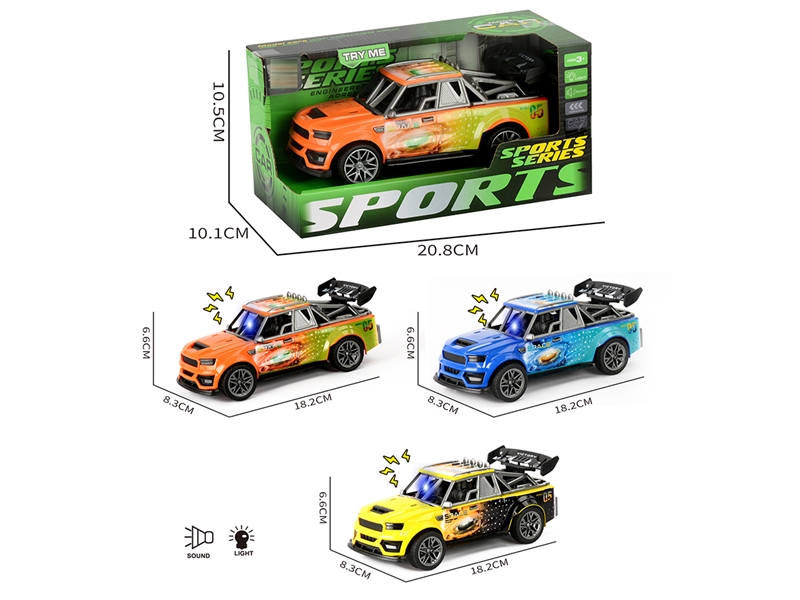 FRICTION CAR W/LIGHT & SOUND , 3COLORS - HP1252098