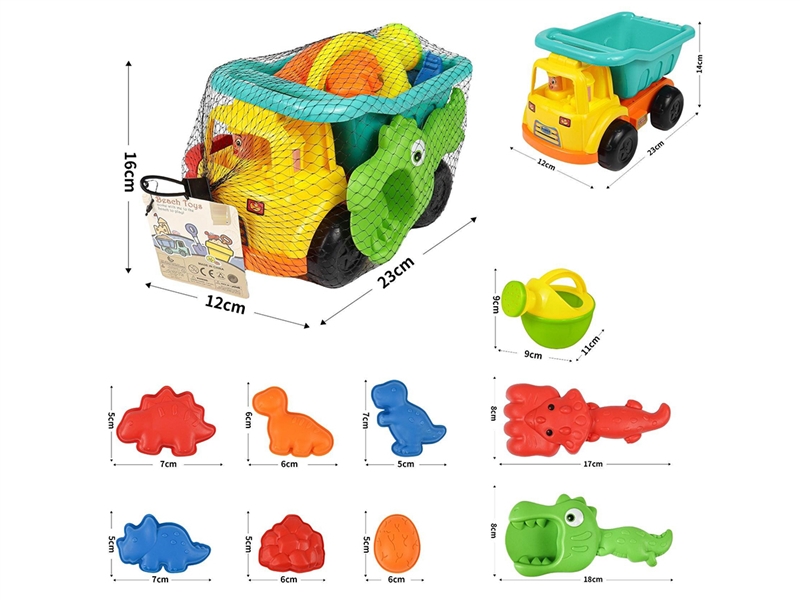 沙滩车套装10pcs(夏日户外沙滩玩具沙滩车运输沙车玩沙工具) - HP1252795