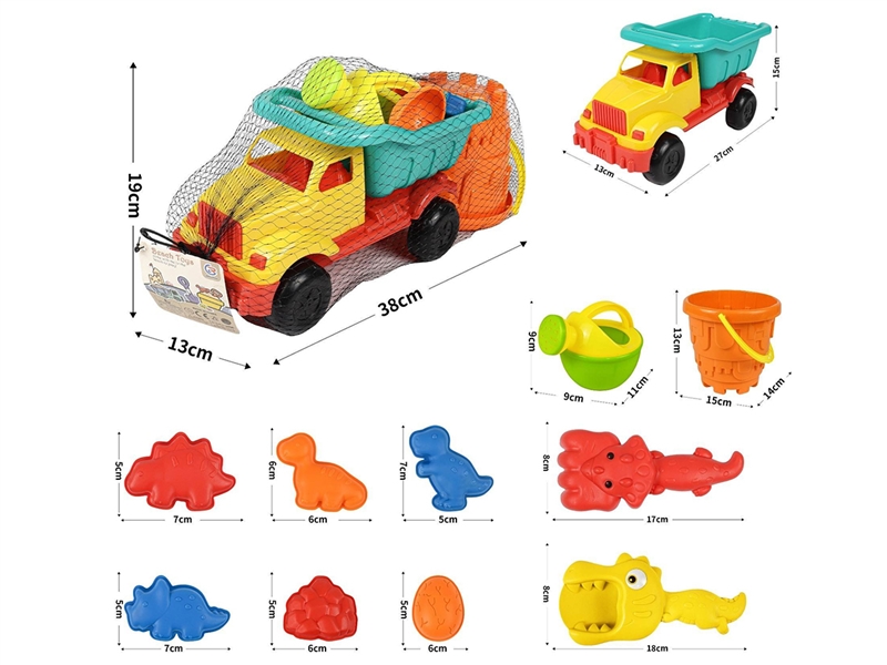 沙滩车套装11pcs(夏日户外沙滩玩具沙滩车运输沙车玩沙工具) - HP1252800