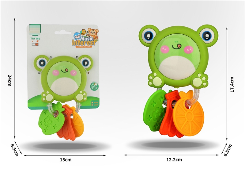 卡通音乐青蛙牙胶摇铃,灯光音乐（2*AAA，包电） - HP1253141
