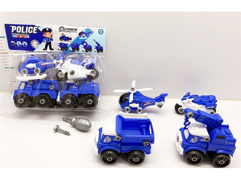 四款拆装警车拼摩托飞机 - HP1253275