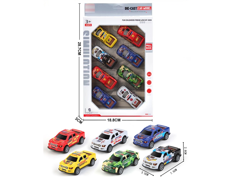 PULL BACK DIE-CAST POLICE CAR SET 8PCS - HP1253852