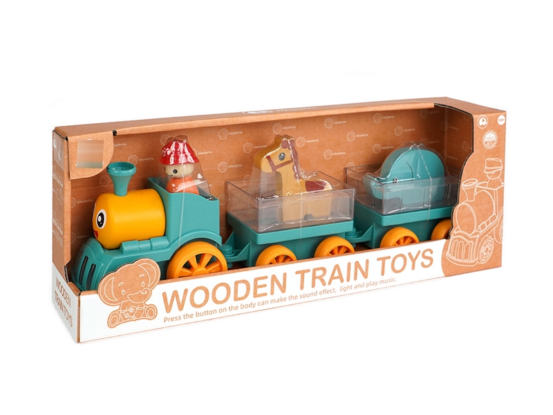 FREE WAY WOODEN TRAIN W/LIGHT & MUSIC(INCLUDE BATTERY) - HP1255536