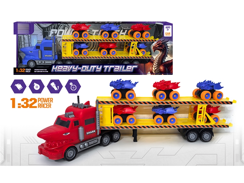FRCITION SHARK TRUCK W/FREE WAY CAR 6PCS,2COLOURS - HP1255956