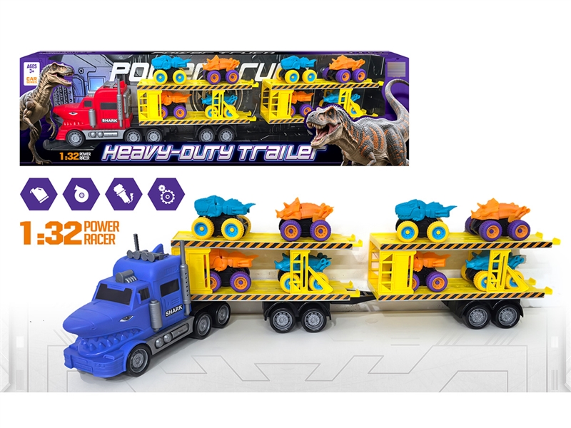 FRCITION SHARK TRUCK W/FREE WAY CAR 8PCS,2COLOURS - HP1255963