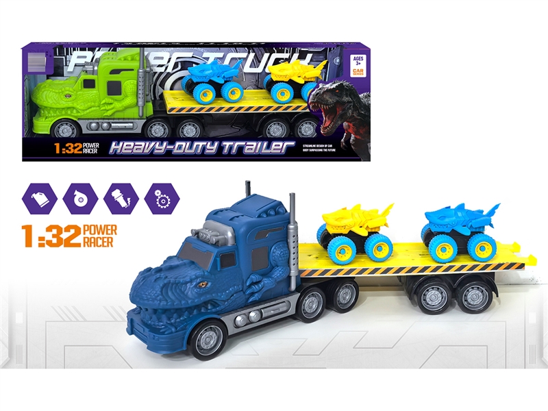 FRCITION DINOSAUR TRUCK W/FREE WAY CAR 2PCS,2COLOURS - HP1255980