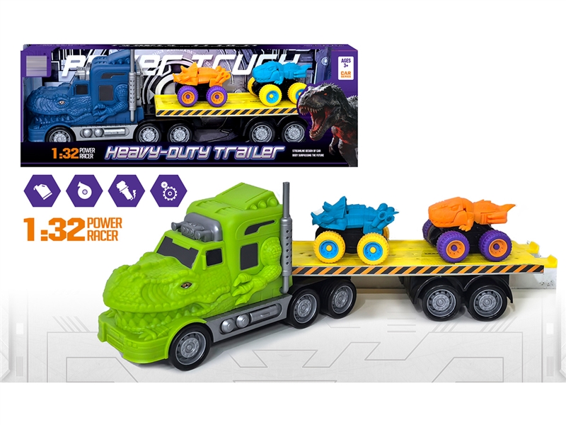 FRCITION DINOSAUR TRUCK W/FREE WAY CAR 2PCS,2COLOURS - HP1255983