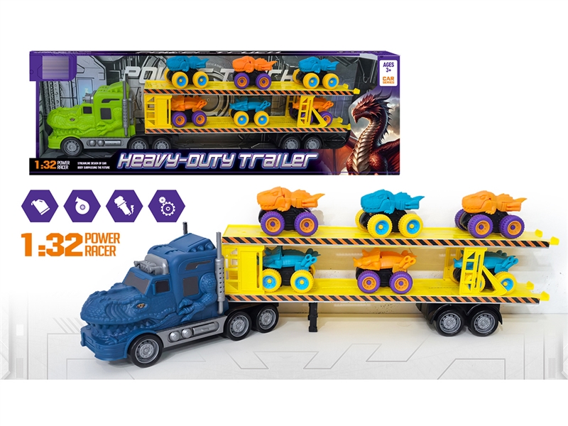 FRCITION DINOSAUR TRUCK W/FREE WAY CAR 6PCS,2COLOURS - HP1255992