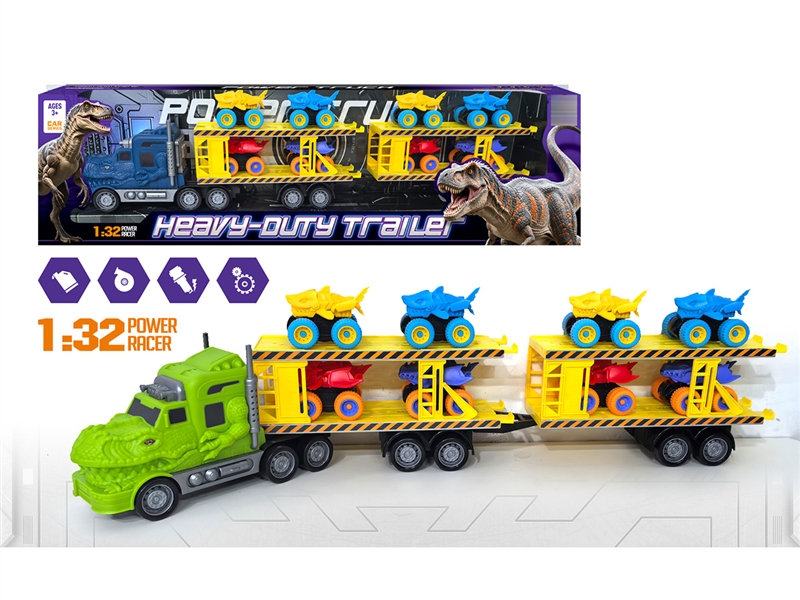 FRCITION DINOSAUR TRUCK W/FREE WAY CAR 8PCS,2COLOURS - HP1255996