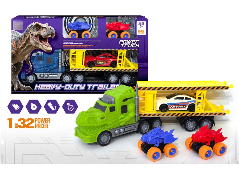 FRCITION DINOSAUR TRUCK W/FREE WAY CAR 3PCS,2COLOURS - HP1255999