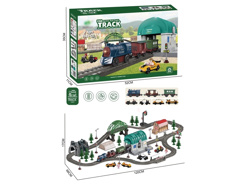 B/O TRACK TRAIN 108PCS W/LIGHT & SOUND(INCLUDED BATTERY) - HP1257374