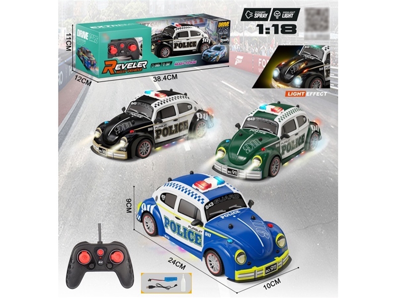 1:18 5-CHANNEL R/C CAR W/LIGHT & SPRAY(INCLUDED BATTERY）,3COLOURS - HP1257862