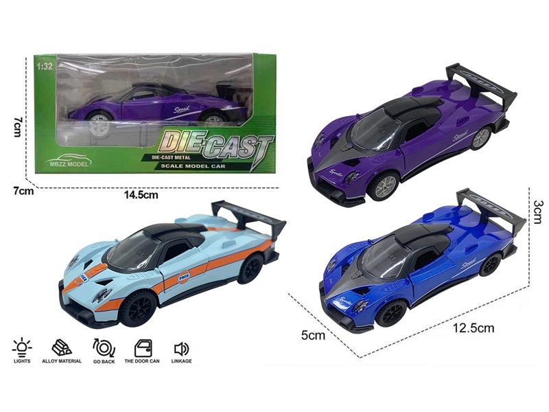 1:32 PULL BACK DIE-CAST CAR(NOT INCLUDED BATTERY),3COLOURS - HP1258218