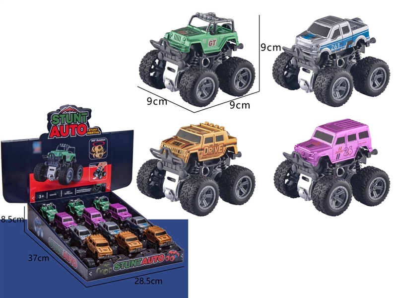 FRICTION STUNT CAR,4ASST,12PCS/DISPLAY BOX - HP1259058