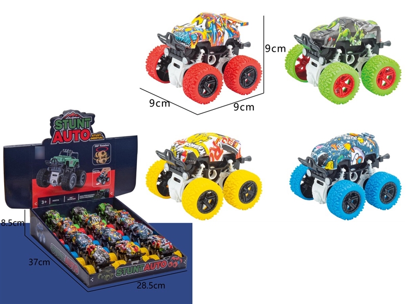 FRICTION STUNT CAR,4ASST,12PCS/DISPLAY BOX - HP1259062