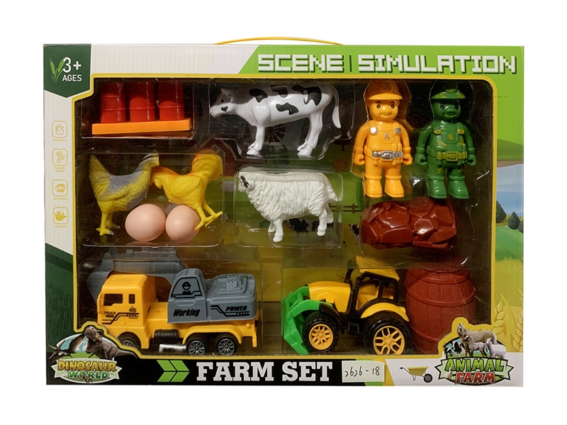PULL BACK FARM CAR SET - HP1259387