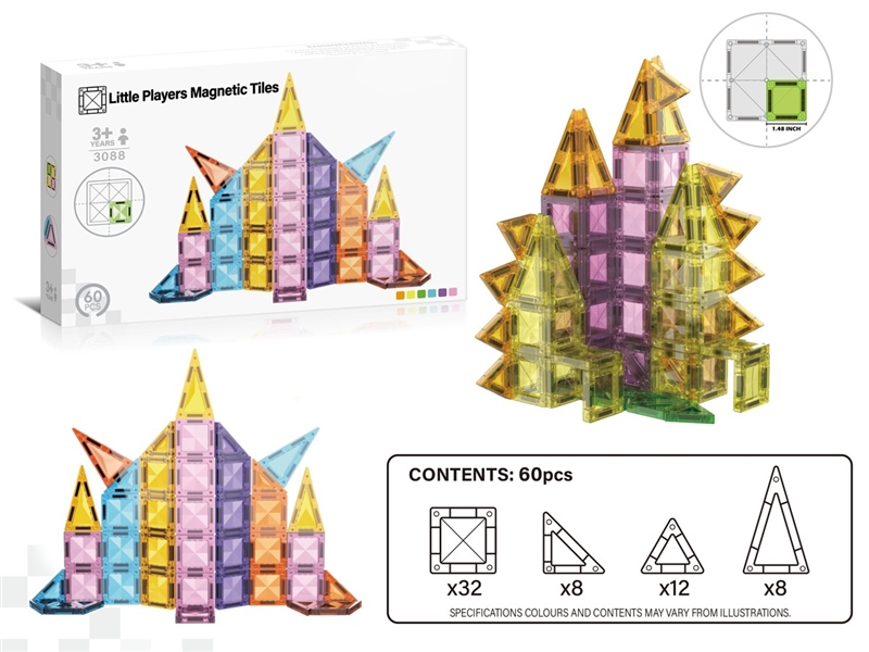 3.75CM MAGNETIC BUILDING TILES 60PCS - HP1259592
