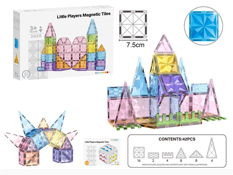7.5CM MAGNETIC BUILDING TILES 42PCS - HP1259594