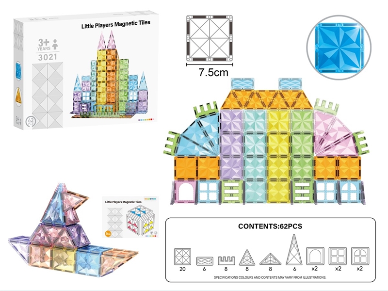7.5CM MAGNETIC BUILDING TILES 62PCS - HP1259595