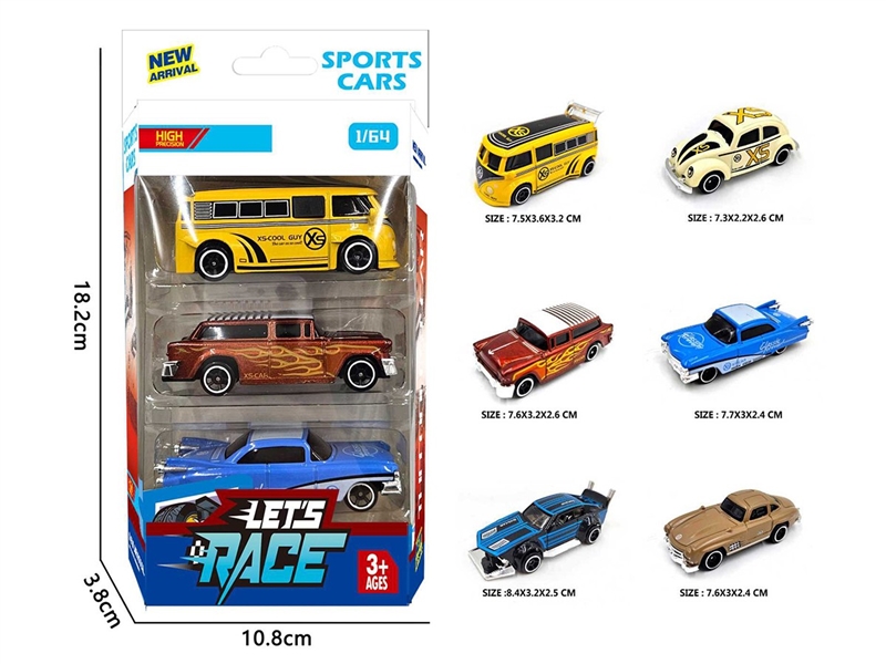 1:64 FREE WAY DIE-CAST CAR 3PCS，6ASST - HP1260213