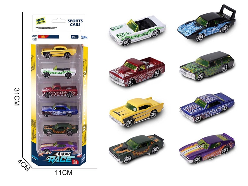 1:64 FREE WAY DIE-CAST CAR 6PCS，8ASST - HP1260268