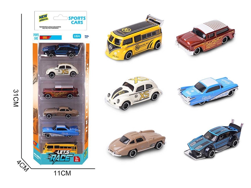 1:64 FREE WAY DIE-CAST CAR 6PCS，6ASST - HP1260275