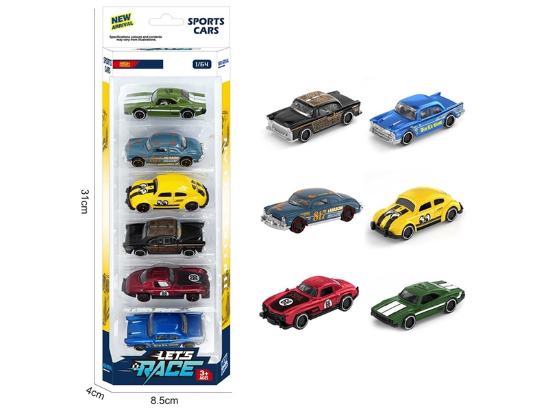 1:64 FREE WAY DIE-CAST CAR 6PCS，6ASST - HP1260285
