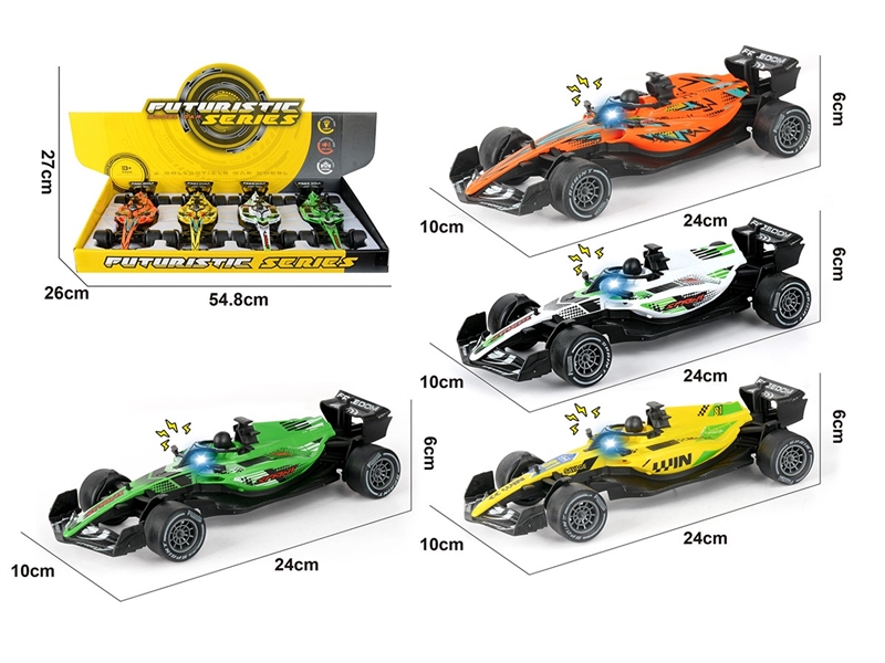 1：20 FRICTION FORMULA CAR，W/LIGHT & SOUND (INCLUDED BATTERY, 4COLORS),12PCS/DISPLAY BOX - HP1261059