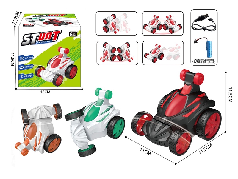 R/C STUNT CAR W/LIGHT & 360°R0TATE(INCLUDED BATTERY）,6 COLOURS - HP1261390