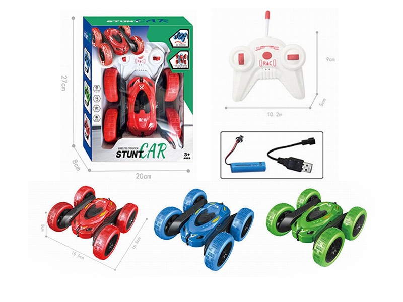 DOUBLE SIDED R/C STUNT CAR W/LIGHT & 360°R0TATE,3 COLOURS - HP1261412